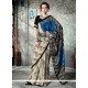 Multi Colour Print Work Faux Crepe Printed Saree