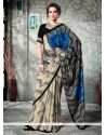 Multi Colour Print Work Faux Crepe Printed Saree