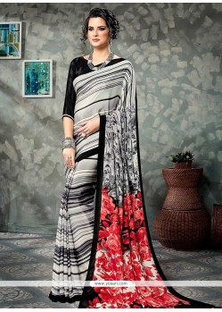 Faux Crepe Multi Colour Printed Saree