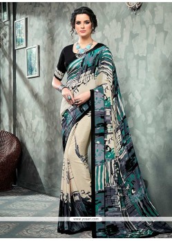 Faux Crepe Multi Colour Print Work Printed Saree