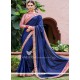 Embroidered Work Navy Blue Designer Traditional Saree