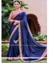 Embroidered Work Navy Blue Designer Traditional Saree