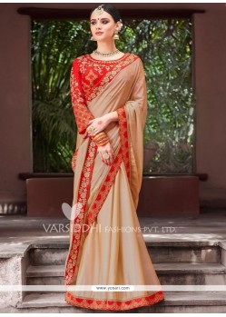 Beige Art Silk Traditional Designer Saree