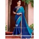 Embroidered Work Blue Shaded Saree