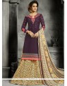 Wine Print Work Long Choli Lehenga