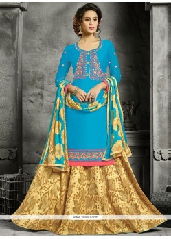 Cotton Embroidered Work Long Choli Lehenga