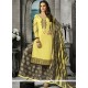 Cotton Yellow Long Choli Lehenga