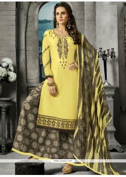 Cotton Yellow Long Choli Lehenga