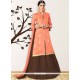 Peach Lace Work Long Choli Lehenga