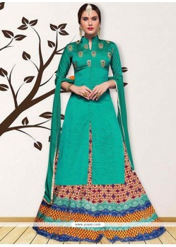 Bhagalpuri Silk Sea Green Long Choli Lehenga