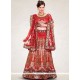 Net Red Embroidered Work Lehenga Choli