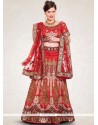 Net Red Embroidered Work Lehenga Choli