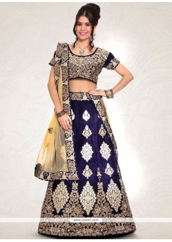 Navy Blue Patch Border Work Lehenga Choli