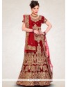 Net Maroon Zari Work Lehenga Choli