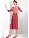 Red Fancy Fabric Party Wear Kurti