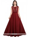 Maroon Fancy Fabric Hand Work Work Readymade Gown