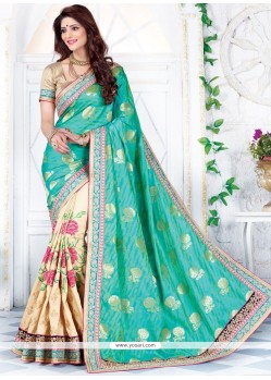 Patch Border Work Designer Half N Half Saree