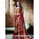 Lace Work Brown And Maroon Shimmer Georgette Designer Saree