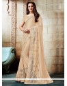 Shimmer Georgette Beige Patch Border Work Saree