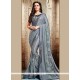 Lycra Grey Patch Border Work Classic Designer Saree