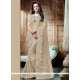 Beige Patch Border Work Shimmer Georgette Classic Saree