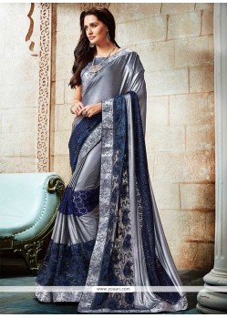 Embroidered Work Shimmer Georgette Shaded Saree