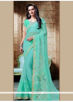 Patch Border Work Shimmer Georgette Designer Saree