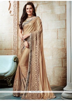 Beige Shimmer Georgette Designer Saree