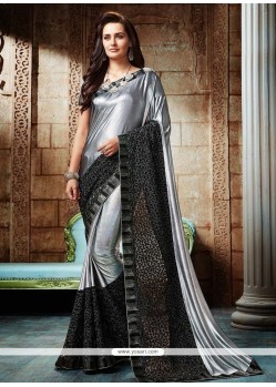 Lycra Embroidered Work Shaded Saree