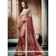 Lycra Beige And Maroon Shaded Saree