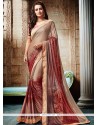 Lycra Beige And Maroon Shaded Saree