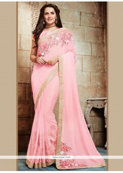 Pink Lycra Designer Saree