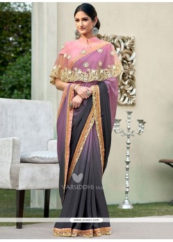 Embroidered Work Faux Georgette Shaded Saree