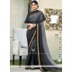 Black And Grey Embroidered Work Faux Chiffon Shaded Saree