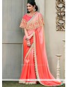 Faux Chiffon Embroidered Work Shaded Saree