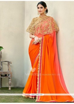 Faux Georgette Orange Classic Designer Saree