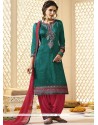 Cotton Satin Green Punjabi Suit