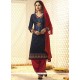 Embroidered Work Cotton Satin Navy Blue Punjabi Suit