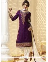 Purple Cotton Satin Punjabi Suit