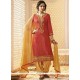 Cotton Satin Orange Punjabi Suit