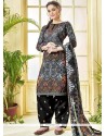 Print Work Black Cotton Punjabi Suit