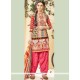 Print Cotton Punjabi Suit In Rose Pink