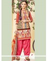 Print Cotton Punjabi Suit In Rose Pink