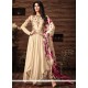 Cream Resham Work Faux Georgette Anarkali Suit