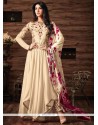 Cream Resham Work Faux Georgette Anarkali Suit