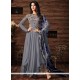 Resham Work Grey Anarkali Suit