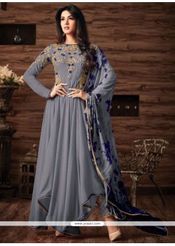 Resham Work Grey Anarkali Suit