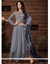 Resham Work Grey Anarkali Suit