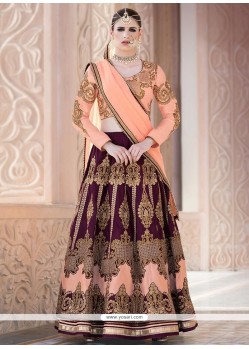 Banglori Silk Peach And Wine Lehenga Choli