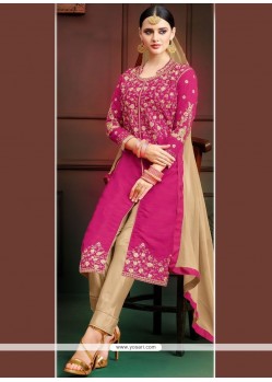 Hot Pink Resham Work Pant Style Suit